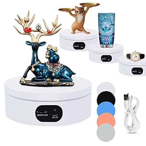 YVV Electric Rotating Display Stand 16cm (6.3in) | Mute 360° Automatic Turntable for Product Photography & Crafts thumbnail 1