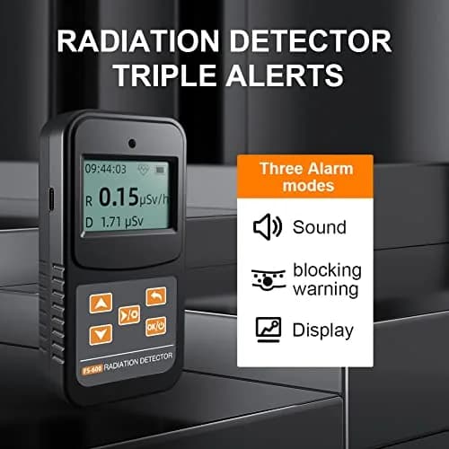 MOESAPU FS-600 Nuclear Radiation Detector Geiger Counter with Click Sound for Beta Gamma X-ray, Portable Alarm Radioactive Dosimeter 156 g (0.34 lb) thumbnail 4
