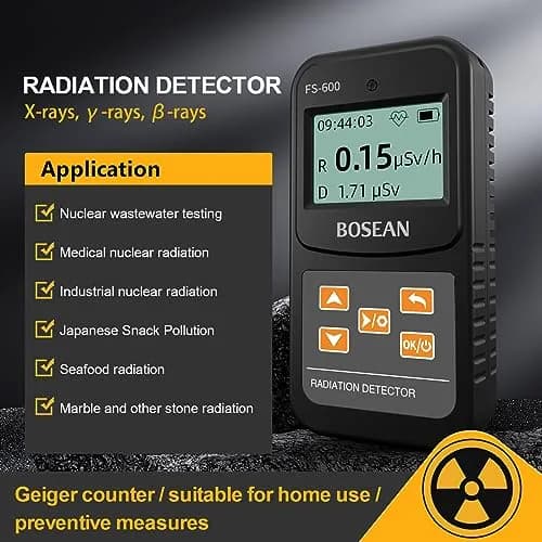 MOESAPU FS-600 Nuclear Radiation Detector Geiger Counter with Click Sound for Beta Gamma X-ray, Portable Alarm Radioactive Dosimeter 156 g (0.34 lb) thumbnail 3