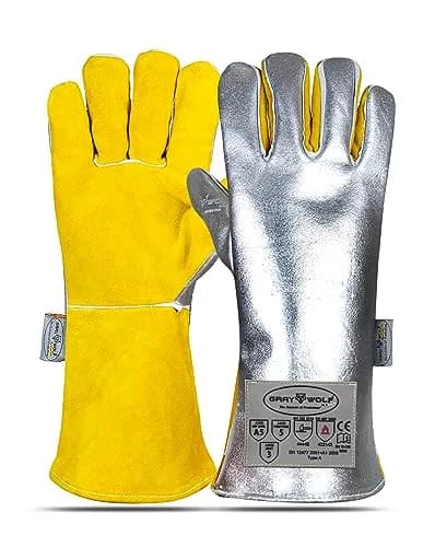 SpecxArmor Graywolf Heat Resistant Welding Glove Large | Fireproof, Kevlar & Leather | 1472°F thumbnail 1