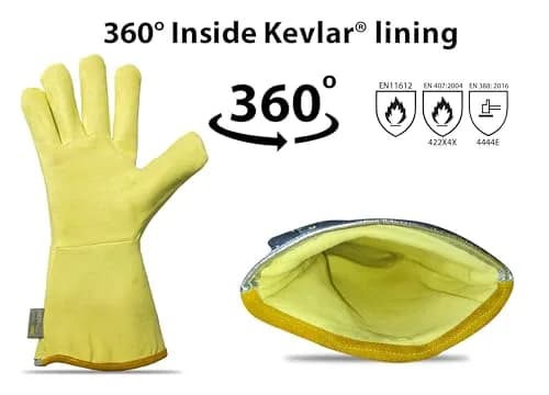 SpecxArmor Graywolf Heat Resistant Welding Glove Large | Fireproof, Kevlar & Leather | 1472°F thumbnail 6