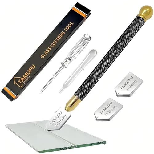 TAMUFU Glass Cutter Tool with Automatic Oil Feed, 2-20mm Cutting Range | 3 Carbide Tips & Ergonomic Handle thumbnail 1