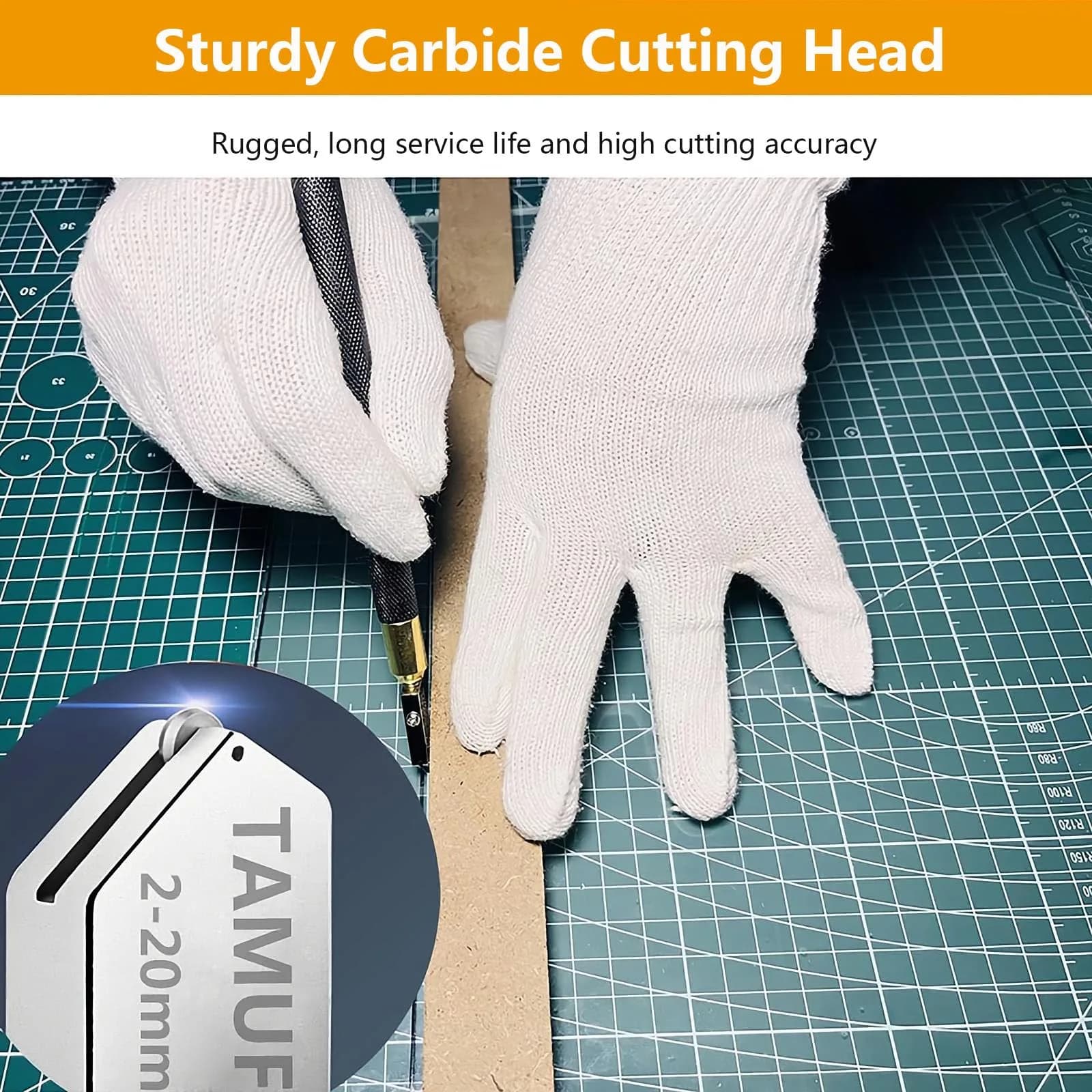 TAMUFU Glass Cutter Tool with Automatic Oil Feed, 2-20mm Cutting Range | 3 Carbide Tips & Ergonomic Handle - view 2