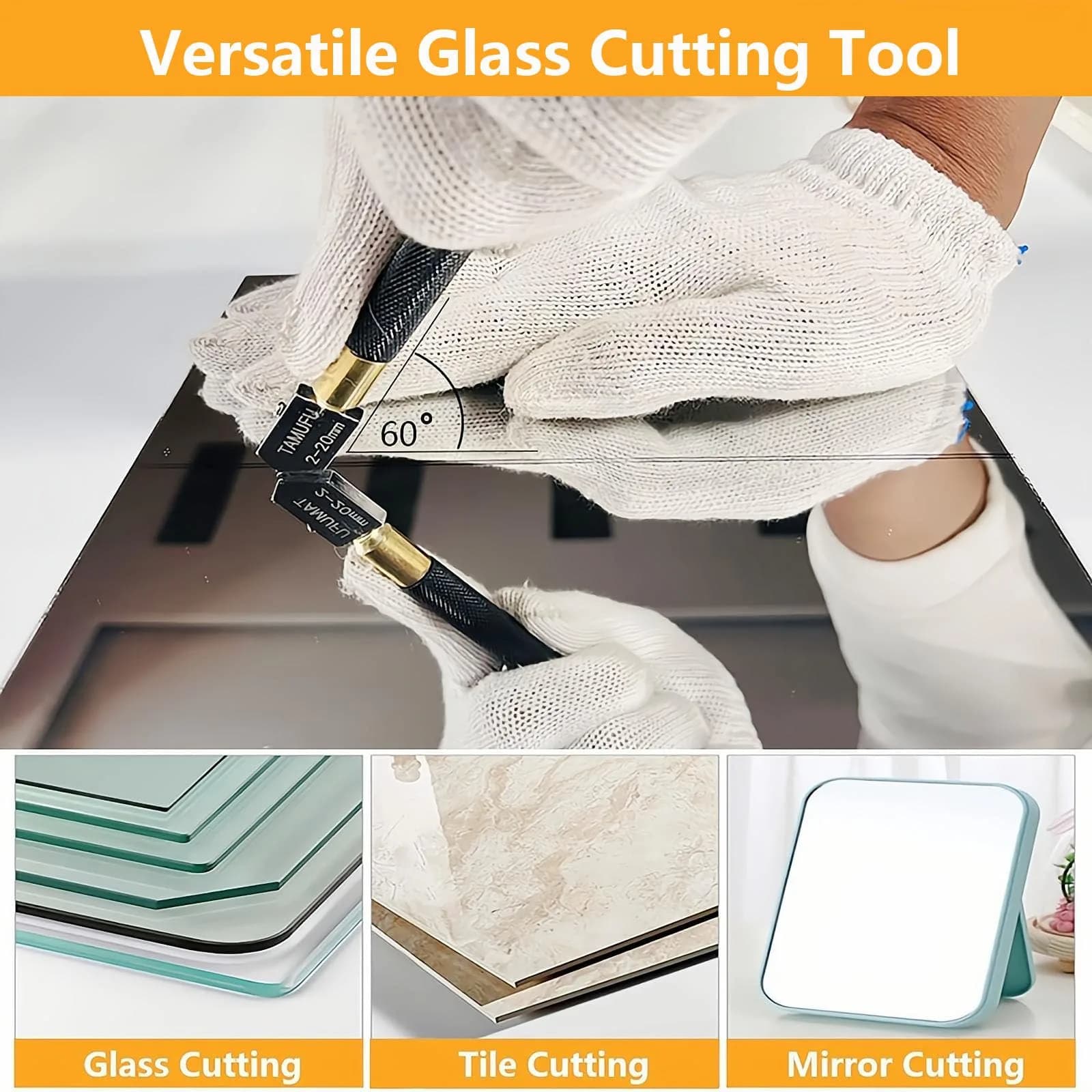 TAMUFU Glass Cutter Tool with Automatic Oil Feed, 2-20mm Cutting Range | 3 Carbide Tips & Ergonomic Handle - view 3