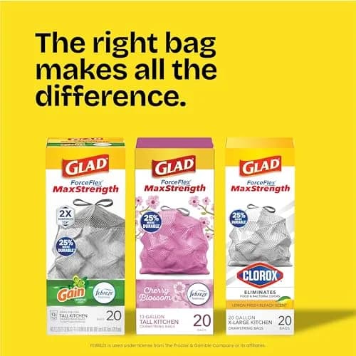 Glad 4 Gallon Trash Bags with Febreze Cherry Blossom Scent | 34 Count Drawstring Bags thumbnail 9