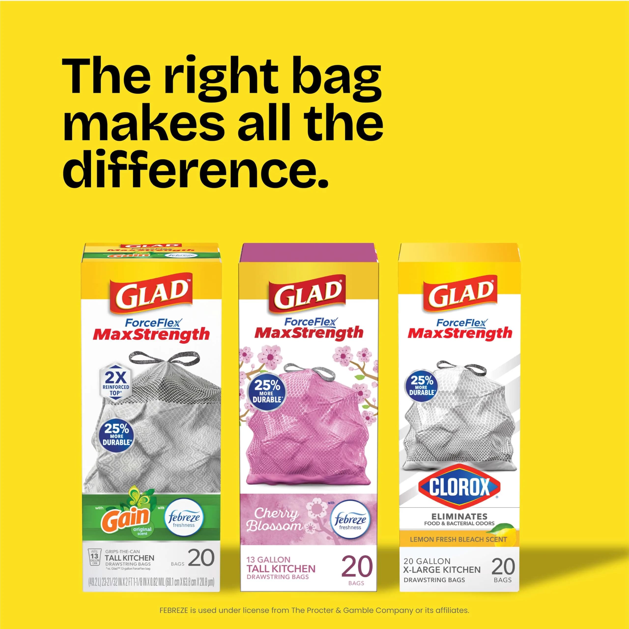 Glad Small Trash Bags 4 Gallon, Cherry Blossom Scented - 34 Count Drawstring Bags | Odor Resistant - view 9