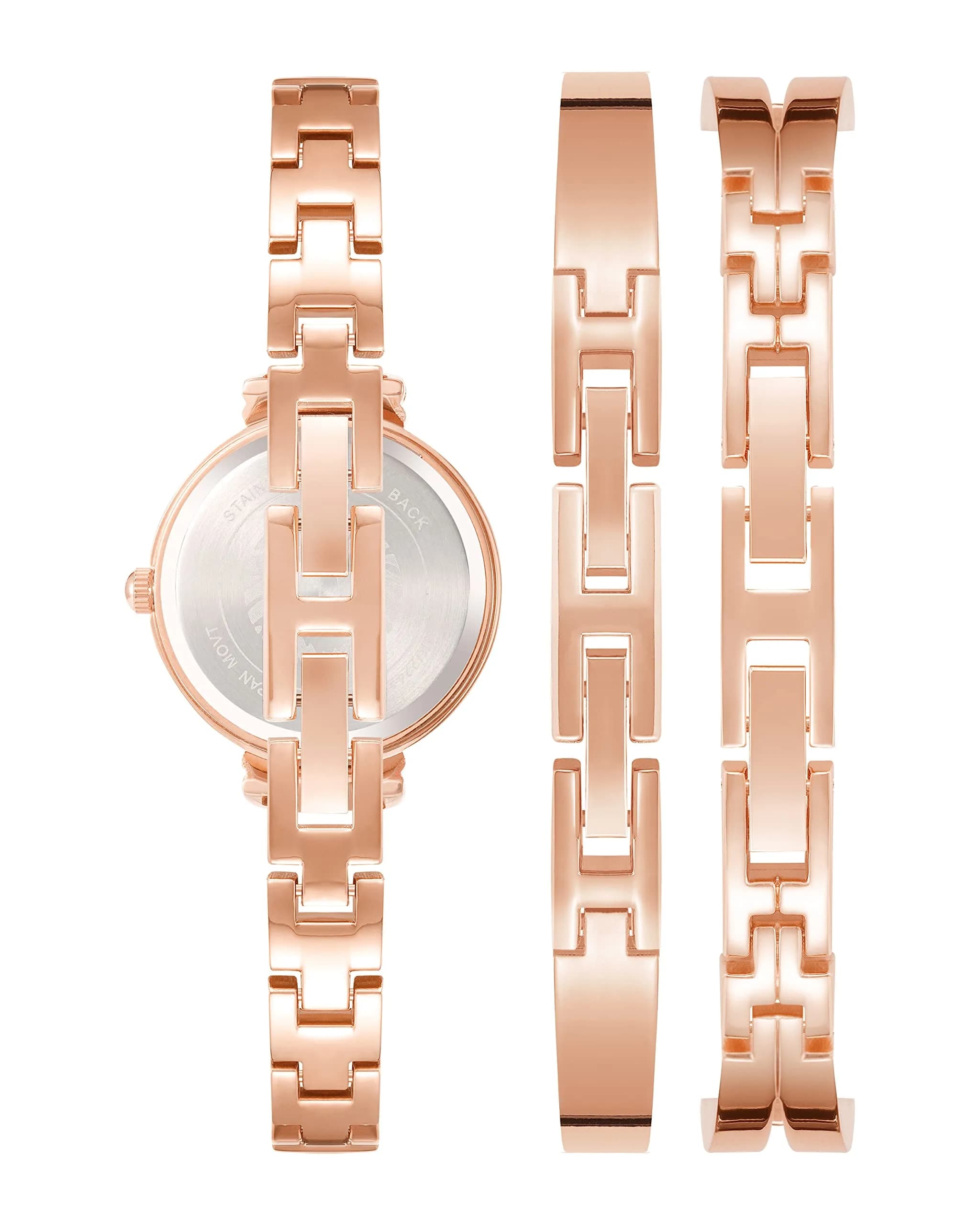 Anne Klein Women's Crystal Accented Bangle Watch Set AK/2245GYST | Rose Gold/Gunmetal Grey, 26mm Case - view 3