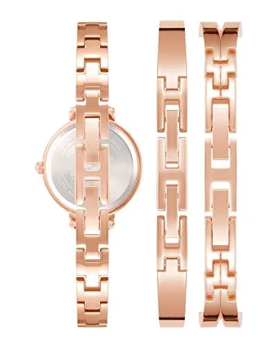 Anne Klein Women's Crystal Accented Bangle Watch Set AK/2245GYST | Rose Gold/Gunmetal Grey, 26mm Case thumbnail 3