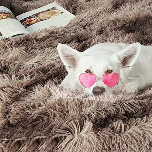 Tuddrom Tie Dye Brown Faux Fur Throw Blanket 127cm x 152cm | Soft, Lightweight, and Cozy for Couch and Bed thumbnail 6