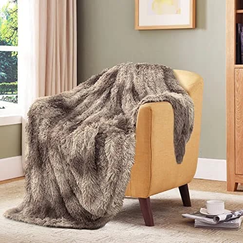Tuddrom Tie Dye Brown Faux Fur Throw Blanket 127cm x 152cm | Soft, Lightweight, and Cozy for Couch and Bed thumbnail 9