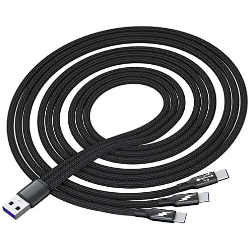 GELRHONR USB C Splitter Cable,3-in-1 Nylon Braided,3.9FT,Fast Charge 5A,Compatible with Android & More thumbnail 1