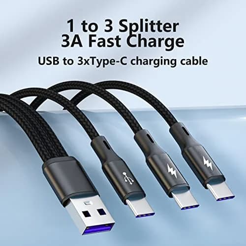 GELRHONR USB C Splitter Cable,3-in-1 Nylon Braided,3.9FT,Fast Charge 5A,Compatible with Android & More thumbnail 7