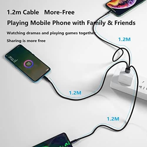 GELRHONR USB C Splitter Cable,3-in-1 Nylon Braided,3.9FT,Fast Charge 5A,Compatible with Android & More thumbnail 2