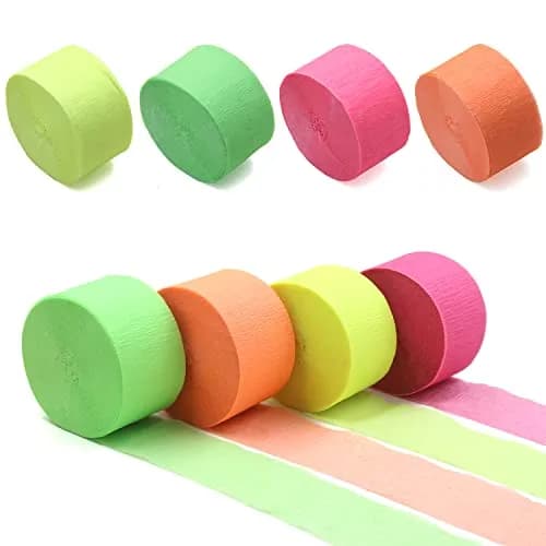 MFLUEEWR 420feet Blacklight Party Streamer Decorations 4 Rolls | Glow Crepe Paper for Neon Parties thumbnail 8
