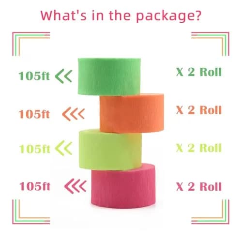 MFLUEEWR Blacklight Party Streamer Decorations 8 Rolls 840ft Glow Crepe Paper | UV Reactive Neon Streamers for Parties thumbnail 6