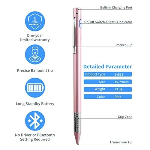 Minilabo Stylus Pencil for iPhone 14/15/16/17 Pro Max Pen, Pink | Precise Active Stylus with 1.5mm Tip thumbnail 5