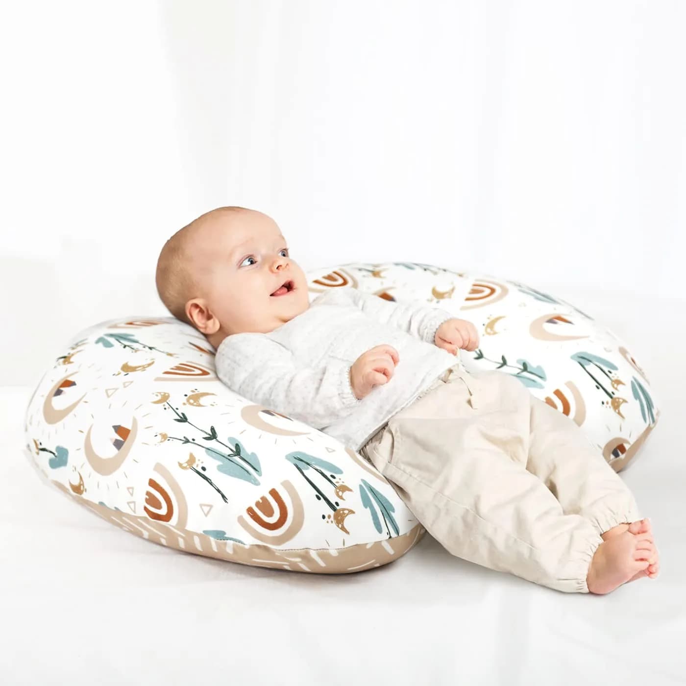GRSSDER Nursing Pillow Cover Rainbow Pattern | Stretchy Minky Removable Slipcover for Breastfeeding Pillows - view 7