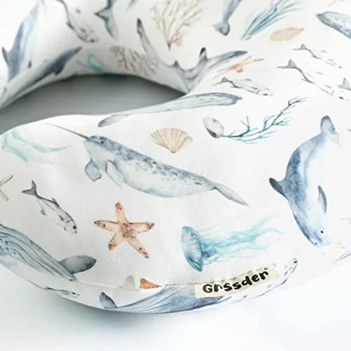 GRSSDER Stretchy Minky Nursing Pillow Cover - Whale Sea World Pattern - 55cm x 50cm (21.7" x 19.7") thumbnail 5