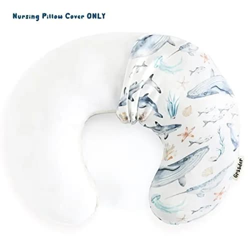 GRSSDER Stretchy Minky Nursing Pillow Cover - Whale Sea World Pattern - 55cm x 50cm (21.7" x 19.7") thumbnail 6
