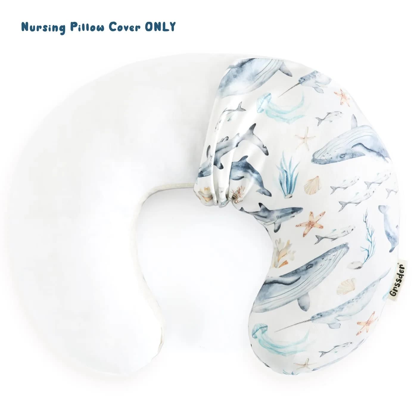 GRSSDER Stretchy Minky Nursing Pillow Cover - Whale Sea World Pattern - 55cm x 50cm (21.7" x 19.7") - view 6