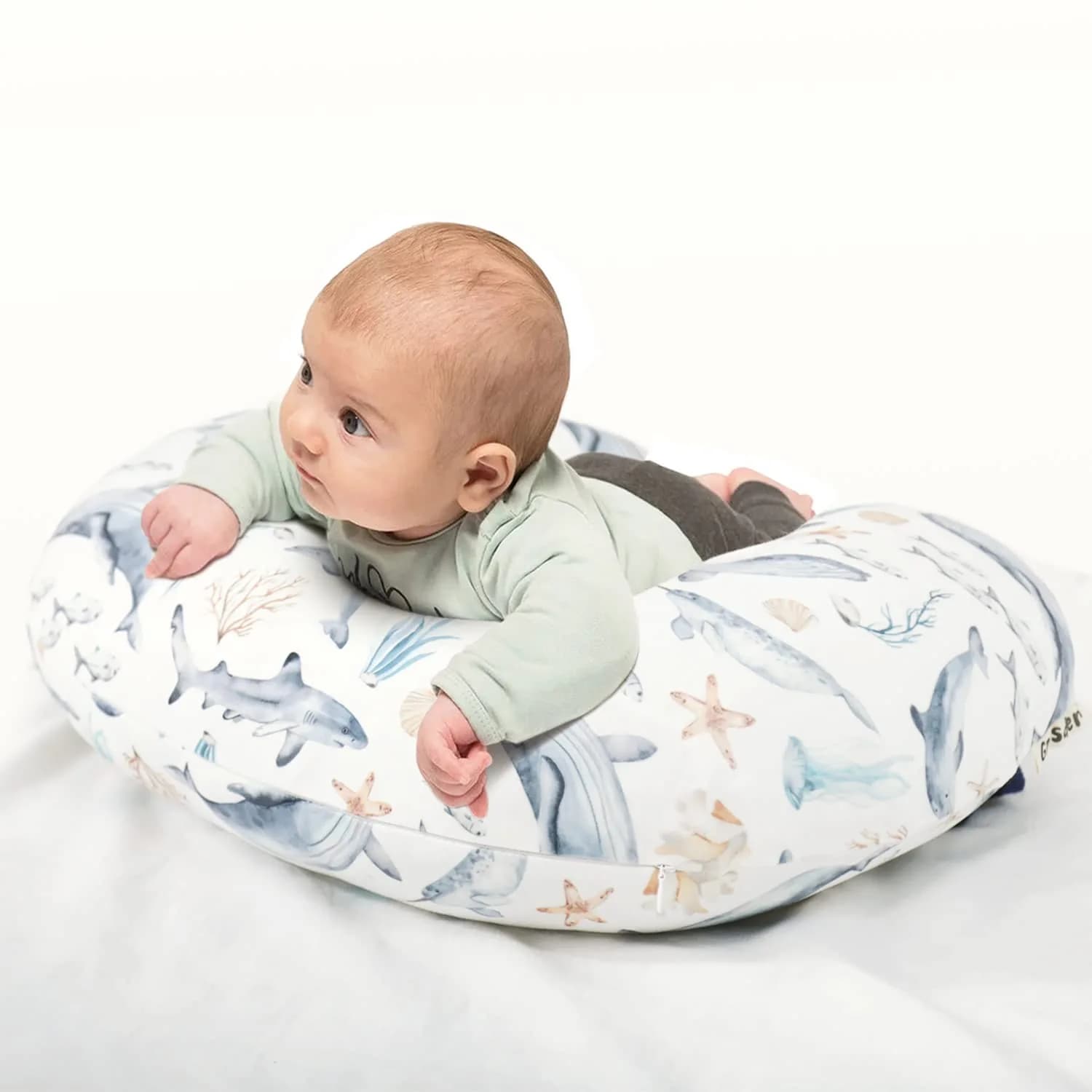 GRSSDER Stretchy Minky Nursing Pillow Cover - Whale Sea World Pattern - 55cm x 50cm (21.7" x 19.7") - view 7