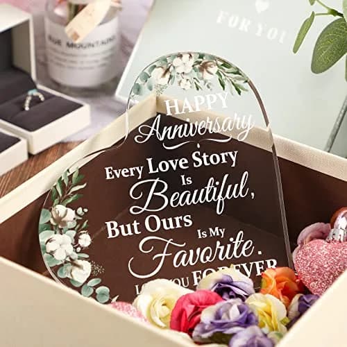 Yulejo Acrylic Heart Decorative Sign (15.1 x 15.1 x 1.4 cm / 5.9 x 5.9 x 0.55 inches) | Romantic Anniversary Gift for Her thumbnail 2