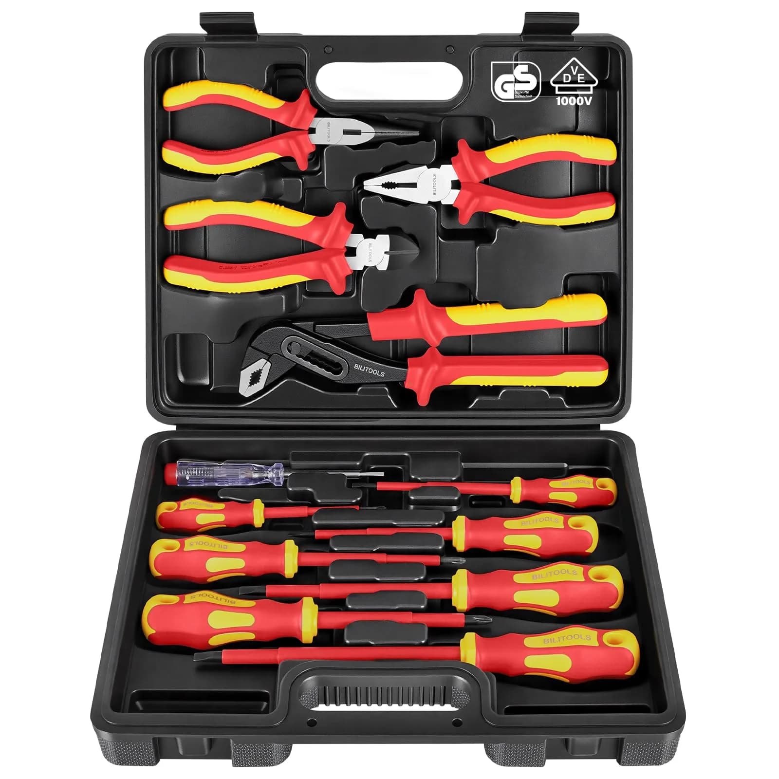 BILITOOLS 12-Piece Insulated Screwdriver & Pliers Set | VDE Certified for 1000V Electrical Work — 12pc Screwdriver & Pliers Set
