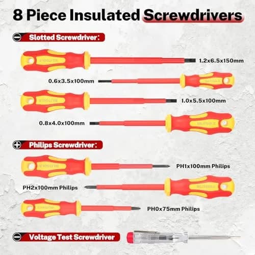 BILITOOLS 12-Piece Insulated Screwdriver & Pliers Set | VDE Certified for 1000V Electrical Work thumbnail 3