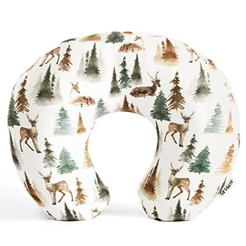 GRSSDER Watercolor Forest Deer Nursing Pillow Cover 50cm x 60cm (25" x 23") | Stretchy Minky Slipcover for Breastfeeding Pillows thumbnail 1