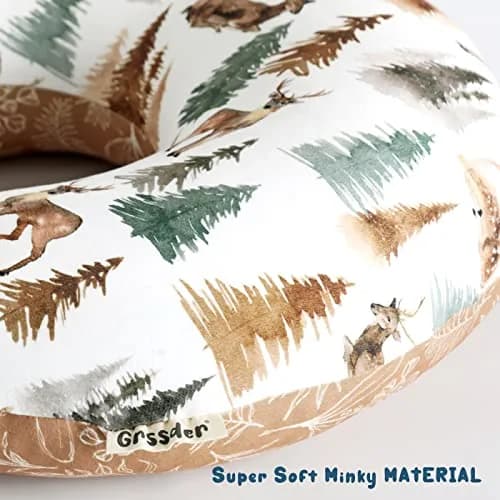 GRSSDER Watercolor Forest Deer Nursing Pillow Cover 50cm x 60cm (25" x 23") | Stretchy Minky Slipcover for Breastfeeding Pillows thumbnail 7