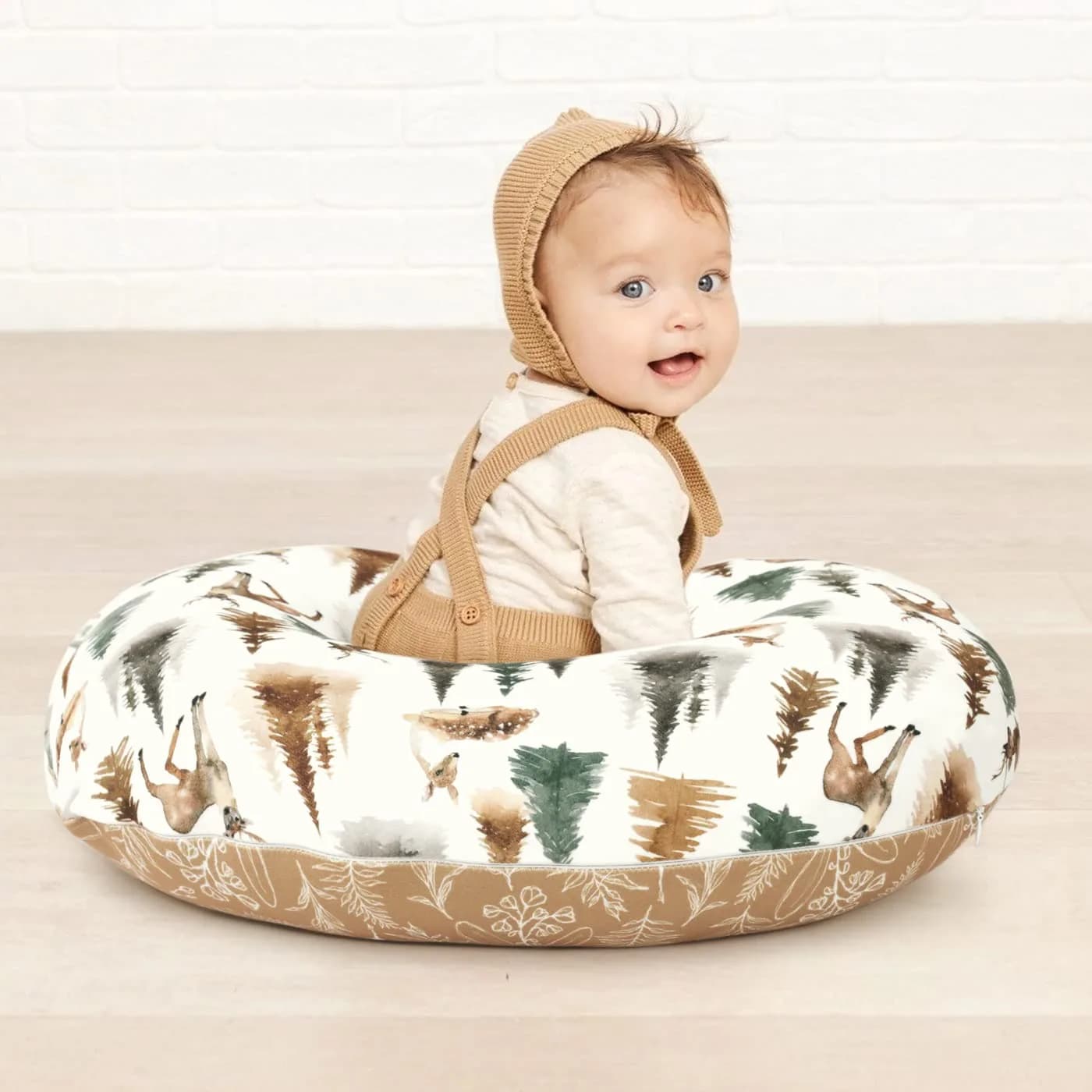 GRSSDER Watercolor Forest Deer Nursing Pillow Cover 50cm x 60cm (25" x 23") | Stretchy Minky Slipcover for Breastfeeding Pillows - view 2