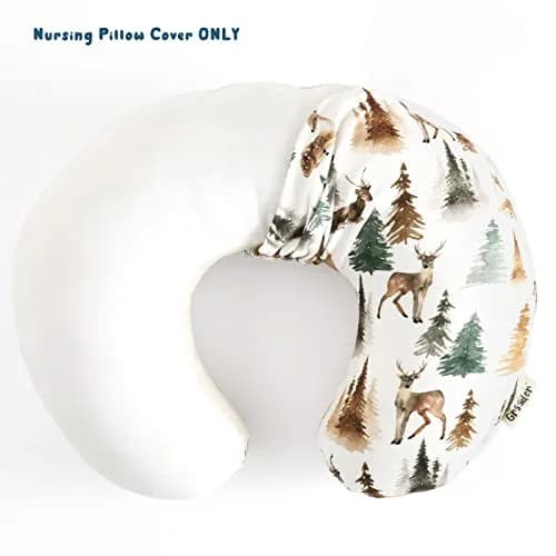 GRSSDER Watercolor Forest Deer Nursing Pillow Cover 50cm x 60cm (25" x 23") | Stretchy Minky Slipcover for Breastfeeding Pillows thumbnail 3