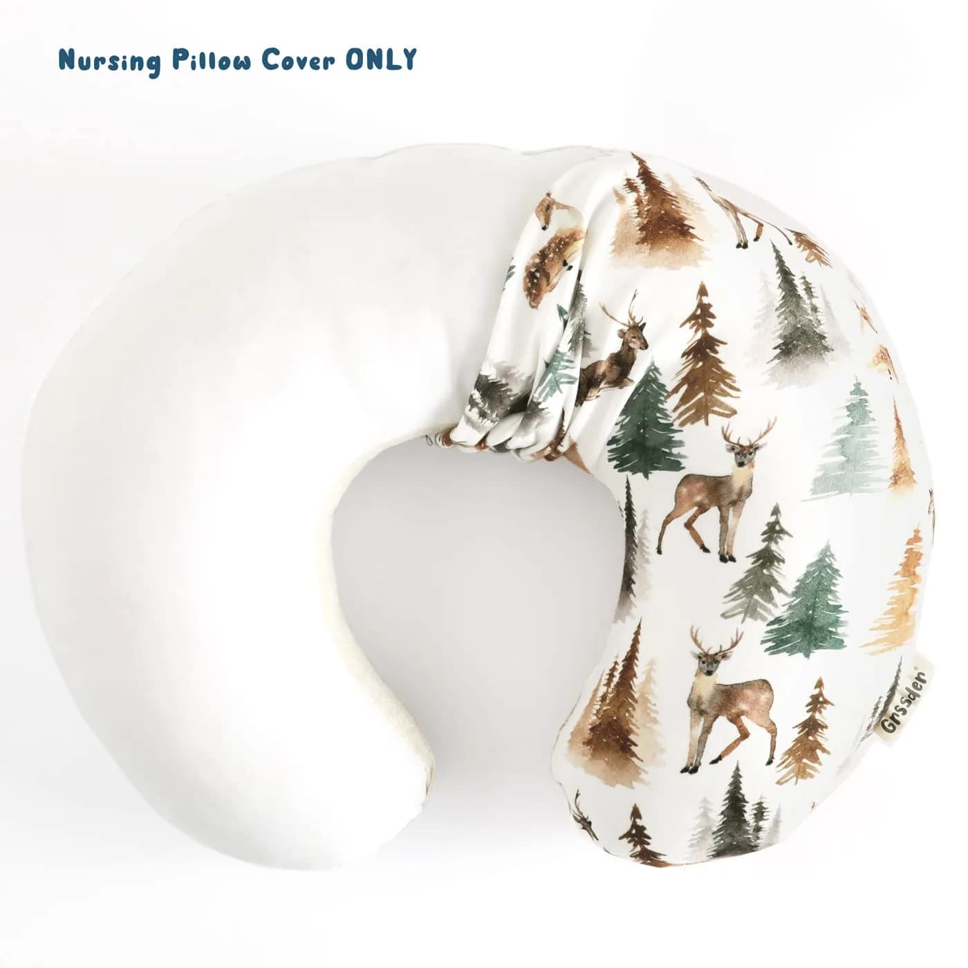 GRSSDER Watercolor Forest Deer Nursing Pillow Cover 50cm x 60cm (25" x 23") | Stretchy Minky Slipcover for Breastfeeding Pillows - view 3