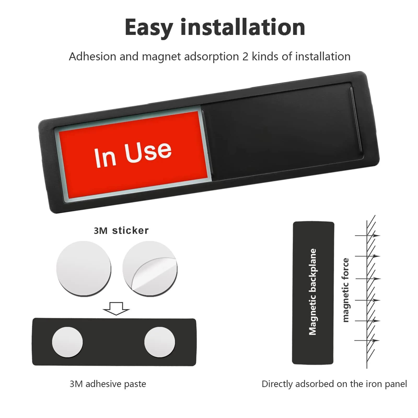 LoYinLo In Use Available Slider Sign - Black, 18cm x 5cm Privacy Indicator for Offices & Homes - view 2