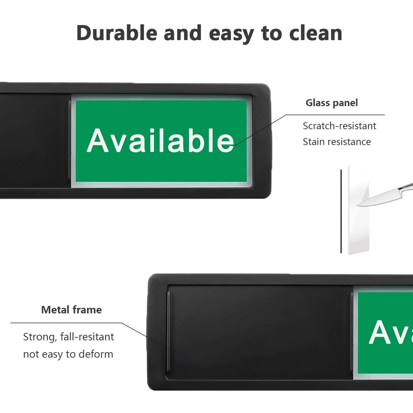LoYinLo In Use Available Slider Sign - Black, 18cm x 5cm Privacy Indicator for Offices & Homes - view 3