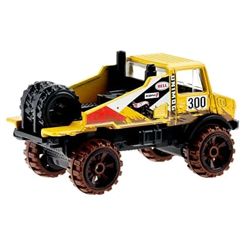 Hot Wheels Mercedes-Benz Unimog 1300 Off-Road Mud Runners 1/64 Scale Yellow | Durable Metal Car for Kids 3-12 thumbnail 2