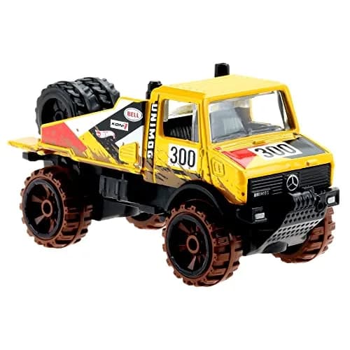 Hot Wheels Mercedes-Benz Unimog 1300 Off-Road Mud Runners 1/64 Scale Yellow | Durable Metal Car for Kids 3-12 thumbnail 3