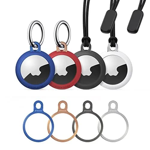 Stouchi Airtag Holder Key Ring with TPU Case, 4 Pack, Stainless Steel & Soft TPU, Compatible with AirTag 1st & 2nd Gen thumbnail 1