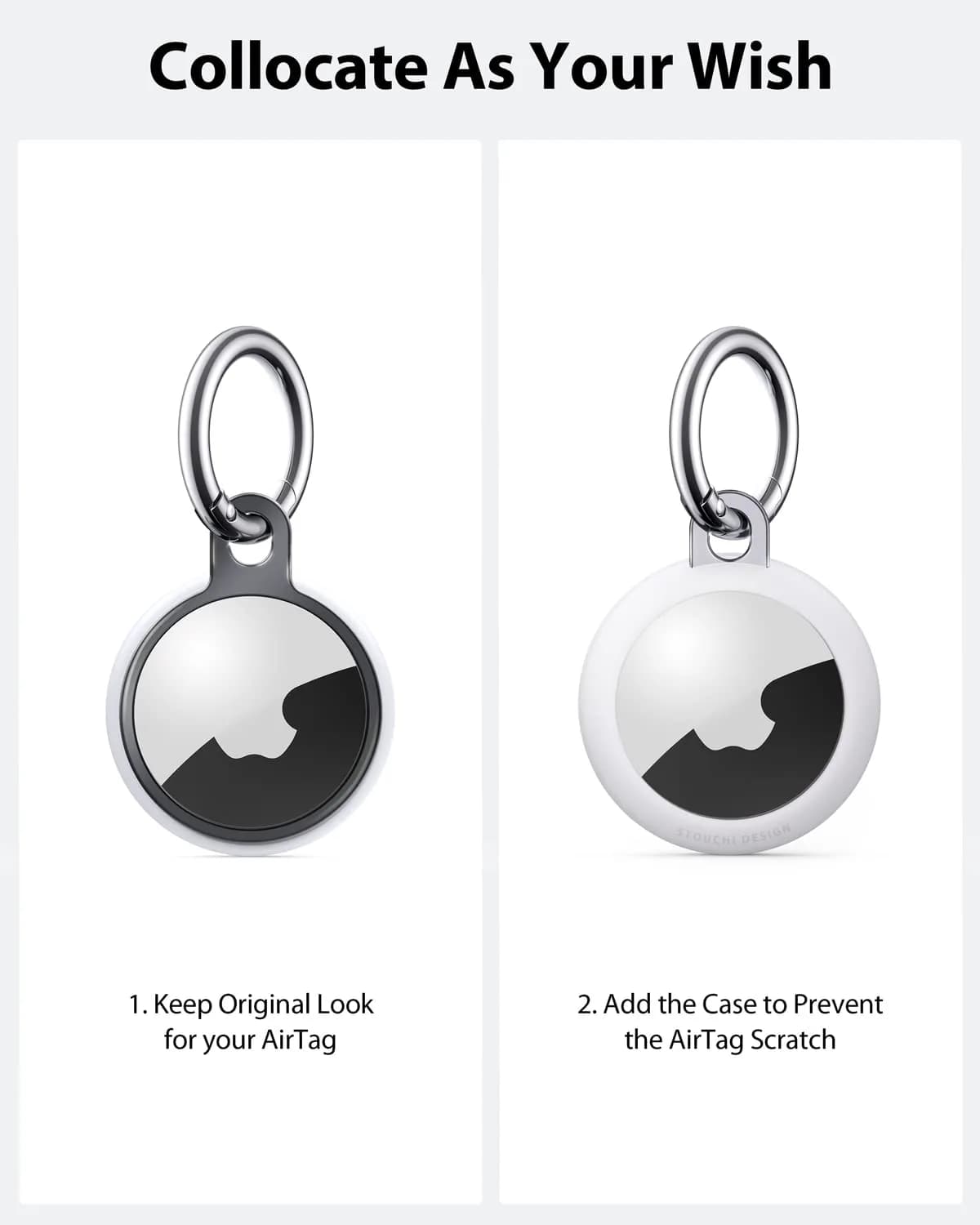 Stouchi Airtag Holder Key Ring with TPU Case, 4 Pack, Stainless Steel & Soft TPU, Compatible with AirTag 1st & 2nd Gen - view 2