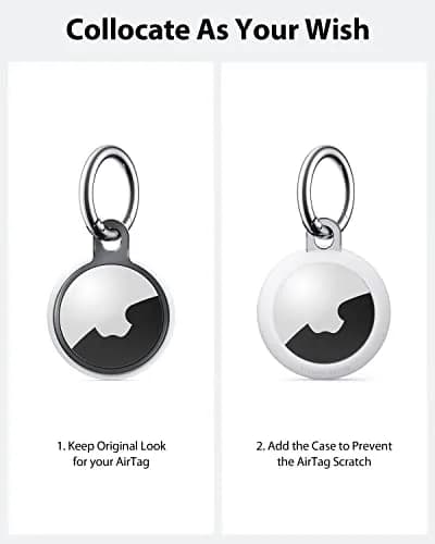 Stouchi Airtag Holder Key Ring with TPU Case, 4 Pack, Stainless Steel & Soft TPU, Compatible with AirTag 1st & 2nd Gen thumbnail 2
