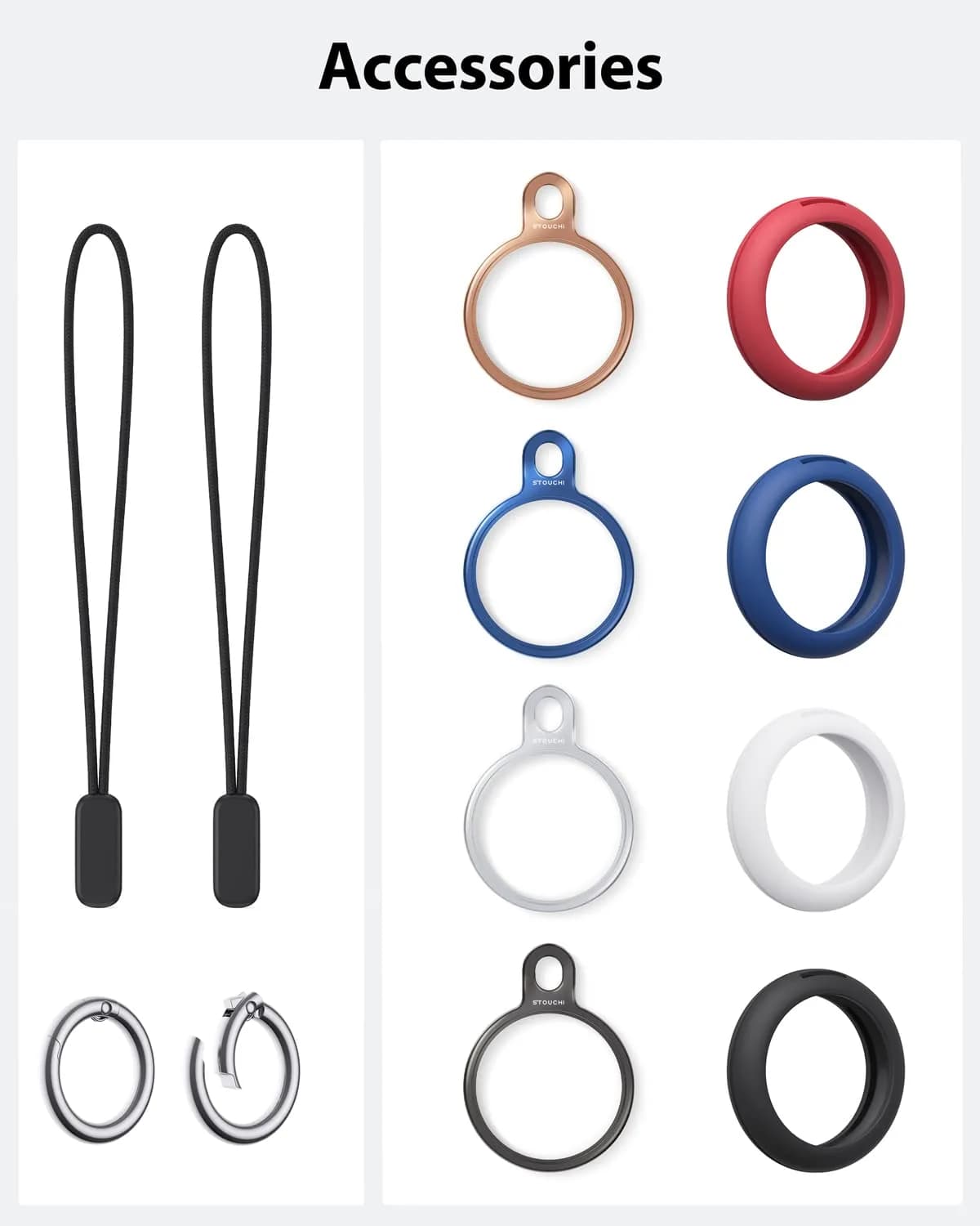 Stouchi Airtag Holder Key Ring with TPU Case, 4 Pack, Stainless Steel & Soft TPU, Compatible with AirTag 1st & 2nd Gen - view 4