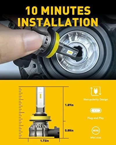 AUXITO H11/H8/H16 LED Fog Light Bulbs 6000LM 3000K Amber Yellow | 300% Brighter Than Halogen thumbnail 5