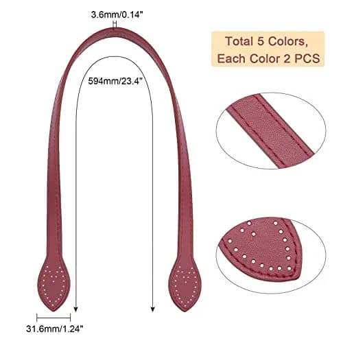 PH PandaHall Leather Purse Straps 23.4" | 5 Colors, 10pcs Bag Handles for DIY Crafts thumbnail 2