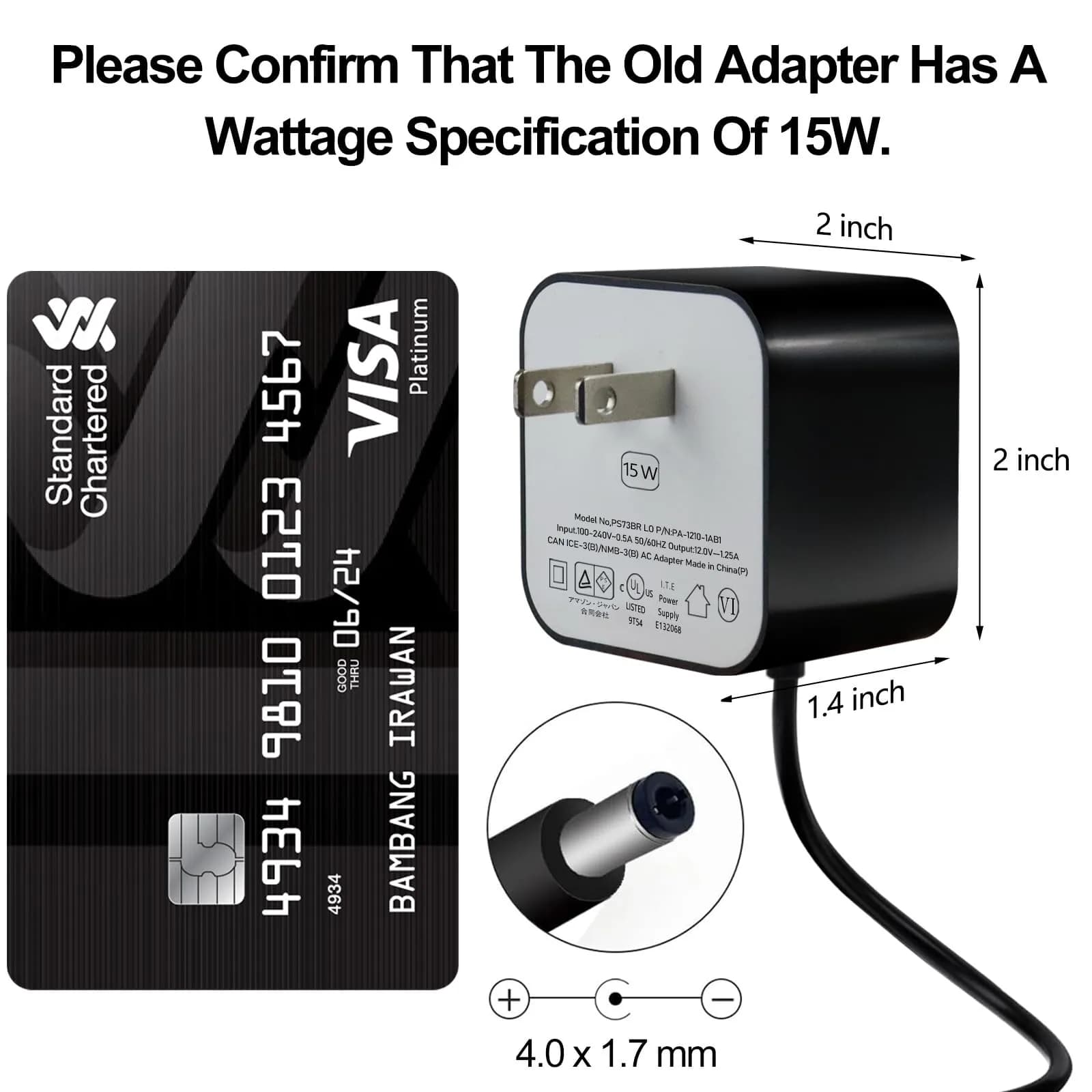 ZTTXL 15W Power Adapter for Echo, Dot 3rd & 4th Gen, Show 5, Spot, Fire TV Cube | 12V 1.25A 15W AC Power Cord - view 6