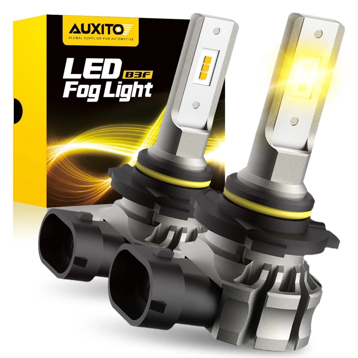 AUXITO 2504/PSX24W LED Fog Light Bulbs 6500K Cool White (2-Pack) | Plug-and-Play Brightness Upgrade — Amber Yellow / H10
