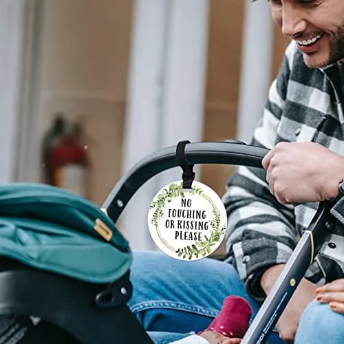 EKSPLODI Don’t Touch Baby Sign, No Kissing Baby Car Seat Sign, 2 Pack, 5 Inches | Baby Safety Sign for Strollers & Car Seats thumbnail 6
