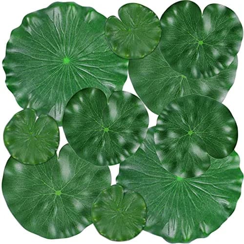 ZAUGONTW Realistic Lily Pads Leaves for Ponds, 10 Pcs Floating Foam Lotus Leaves, 4 Sizes, Green thumbnail 1