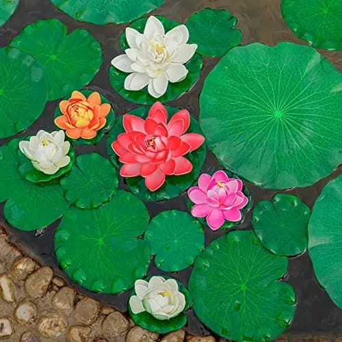 ZAUGONTW Realistic Lily Pads Leaves for Ponds, 10 Pcs Floating Foam Lotus Leaves, 4 Sizes, Green thumbnail 4