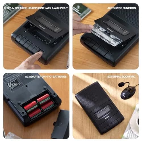 Coby Portable Cassette Player & Voice Recorder CVR42BK Black | Record & Play Cassette Tapes Anywhere thumbnail 4