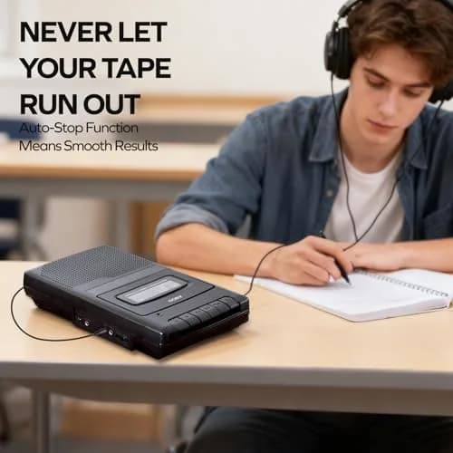 Coby Portable Cassette Player & Voice Recorder CVR42BK Black | Record & Play Cassette Tapes Anywhere thumbnail 5